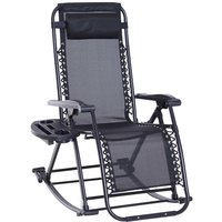Outdoor Zero Gravity Rocking Chair with Reclining Footrest and Cup Holder