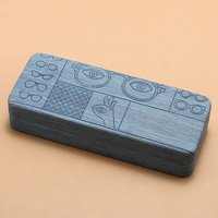 Geometric Pattern Glasses Case Portable Square Eyewear Holder With Embossed Design