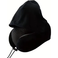 Hooded Memory Foam Travel Pillow with Soft U Shaped Neck Support