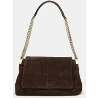 Womens Quilted Suede Shoulder Bag with Chain Strap Vintage Style Handbag
