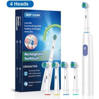 Rechargeable Rotary Electric Toothbrush for Adults – 5 Modes, 30-Day Battery, Round Brush Head with 8 Soft Refills
