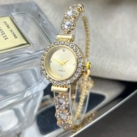 Women's Quartz Bracelet Watch – Colorful Imitation Gemstone Style with Pullable Band for Daily Fashion & Special Gifts