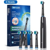 Rotary Rechargeable Electric Toothbrush for Adults – 8 Soft Brush Heads Included