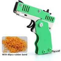 Mini Metal Rubber Band Gun Keychain with 60 Rubber Bands - Pocket-Sized Novelty Toy