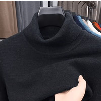 Men's Slim Fit Knitted Turtleneck Sweater Long Sleeve Solid Color Pullover for Autumn and Winter
