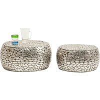 KARE DESIGN Couchtisch Pebbles Deluxe Silber (2/Set)