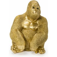 KARE DESIGN Deko Figur Monkey Gorilla Side Medium Gold 39cm