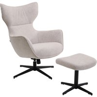 KARE DESIGN Drehsessel + Hocker Jules Beige
