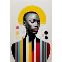 KARE DESIGN Glasbild Muse Retro Lady Gelb 80x120cm