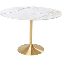 KARE DESIGN Tisch Invitation Set Ceramic Weiß Brass Ø120cm