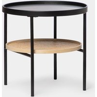 Klast 29% Rabatt auf Nachttisch aus schwarzem Metall und Rattan Niko 8435726617881