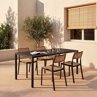 Klast Jetzt 13% sparen GartenSet in Schwarz mit Tisch und 4 Stühlen