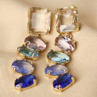 Big Metal London Blue Stone Luxe Drop Earrings in Gold Big Metal London Blue Stone Luxe Drop Earrings in Gold