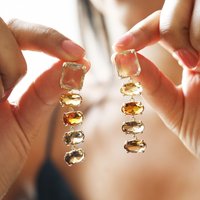 Big Metal London Brown Stone Luxe Drop Earrings in Gold Big Metal London Brown Stone Luxe Drop Earrings in Gold