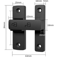 Dwuosiowa zapadka 180° z regulowanym zamkiem 84 × 63 mm odlew ze stali nierdzewnej mechanizm z obrotowym ramieniem do drzwi, bramek i mebli czarny