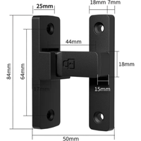 Dwuścieżkowy 90° zamek z zaczepem 84 × 50 mm odlew ze stali nierdzewnej z obrotowym mechanizmem do drzwi, bramek i mebli czarny