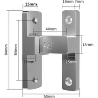 Dwuścieżkowy 90° zamek z zaczepem 84 × 50 mm odlew ze stali nierdzewnej z obrotowym mechanizmem do drzwi, bramek i mebli srebrny