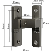 Dwuścieżkowy 90° zamek z zaczepem 84 × 50 mm odlew ze stali nierdzewnej z obrotowym mechanizmem do drzwi, bramek i mebli szary