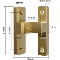 Dwuścieżkowy 90° zamek z zaczepem 84 × 50 mm odlew ze stali nierdzewnej z obrotowym mechanizmem do drzwi, bramek i mebli złoto
