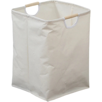 Kosz na pranie 30 x 30 x 40 cm składany materiałowy czarny z bambusowymi uchwytami kosz na pranie do łazienki biały