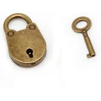 Mini wiszący dekoracyjny zamek z kluczykiem 3,7 × 2,3 cm metalowy retro antyczny design brązowy mały zamek do szkatułek