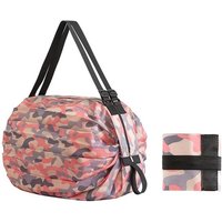 Skládana torba zakupowa STACEYO wodoodporna nylonowa na zamek z regulowanym paskiem rozłożona 40 x 40 cm różowa w kamuflażu na zakupy i podróże