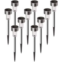 10 Pack Solar Lights Outdoor Waterproof Stainless Steel Solar Powered Lights for Patio, Lawn, Yard and Landscape (White)