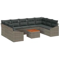 Garden Sofa Set with Cushion 10 pcs Grey Poly rattan Vidaxl