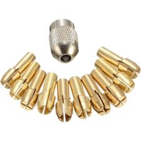 10 Pieces Brass Drill Chuck Clamps for Rotary Tools, Shank 0.3-3.2mm, 4.2mm, Silver, Gold