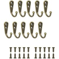 10 Pieces Bronze Single Hooks Black Wall Hooks Coat Hook Equipped with Mounting Screws