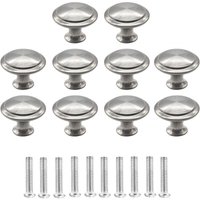 10 pieces cabinet handles silver 27mm furniture knobs made of stainless steel drawer knobs with screws