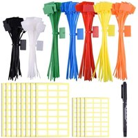 100 Pieces Colourful Electrical Cable Labels in 4/6 Inch Cable Clips for Cable Markers with 288 White Labels and 3 Pieces for Cable, Wire and Wire