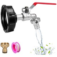 1000L Tank Tap with Garden Hose Tap Adapter, IBC Tap Connector S60X6, Rainwater Collector Garden Tap (3/4" Copper Adapter)