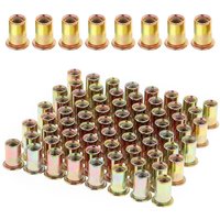 100pcs M6 Flat Head Threaded Rivet Nuts, Zinc Plated Carbon Steel Threaded Rivet Nuts, M6 Rivet Inserts Threaded Assortment for Metal and Plastic