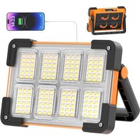 100W Rechargeable LED Floodlight, Portable Solar and Rechargeable Battery LED Work Light, 4 Modes 5400mAh Work Lamp for Camping, Construction Site,