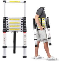 10.5Ft 3.2M Extendable Alminium Ladders Telescopic Folding Extending Portable 11 Steps Loft Extension Ladder diy Multi Purpose Ladder
