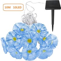 10m 10LED Morning Glory Solar String Lights Waterproof Solar Outdoor Lights Garden Flower Decoration Light for Tree Patio Party Christmas Decorations