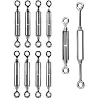 Tinor - 10pcs Cable Turnbuckle with Hook and Eye - 304 Stainless Steel, M6 Turnbuckle.
