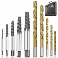 10pcs Cobalt Left Hand Screw Extractor Set with Metal Case Gold,Broken Head Screw Extractor