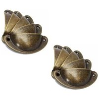 Cyslmuk - 10pcs Vintage Shell Handle for Drawer Cabinet Furniture Kitchen, Curved Iron Retro Cupboard Door Knob 8.2cm x 3.5cm Antique Brass