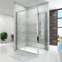 1100 x 800 mm Sliding Shower Enclosure 6mm Safety Glass Reversible Bathroom Cubicle Screen Door + Side Panel - Elegant