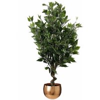 110cm Artificial Evergreen Ficus Tree Copper Curve Planter