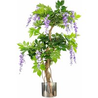 Leaf - 110cm Artificial Purple Blossom Tree with Silver Metal Planter