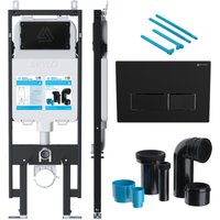 Fnx Bathrooms - 1.14m Concealed Wall Hung Toilet Frame Dual Flush Cistern - Black Plate