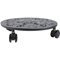Tlily - 12 Inches Large Metal Plant Stands with Wheels Round Planter Pot Mover Rollers