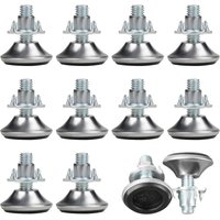 12 Pcs Adjustable Furniture Feet M8 x 30 mm - Medium Adjustable Leveling Feet with Polypropylene Pad and T-Nut - Adjustable Pads for Table, Chair,