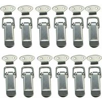 Linghhang - 12 Pieces Hood Catch, Lever Latch, Spring Latch, Toggle Latch Spring Clasp with Hook Stainless Steel Spring Latch for Cabinet, Box,