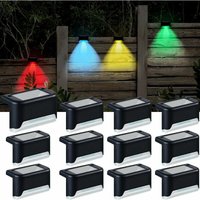 12 Pieces Solar Patio Lights Color Changing Step Lights Black Outdoor Waterproof Fence Lights Solar Stair Lights for Garden Driveway Balconies Patio