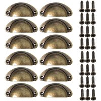 12 Vintage Bronze Furniture Handles, Shell Cup Handles, Kitchen Drawer Pulls, Metal Door Knobs for Cupboards, Cabinets, Dressers, Wardrobes,