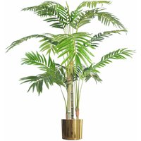Leaf - 120cm (4ft) Premium Artificial Areca Palm with pot with Gold Metal Planter